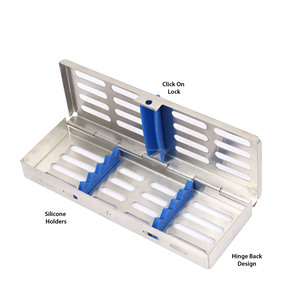 กล่องใส่เครื่องมือฆ่าเชื้อทางทันตกรรมแบบแมนนวล สเตนเลสสตีล คุณภาพสูง ได้รับการรับรองมาตรฐาน CE สำหรับเครื่องมือ 5 ชิ้น ขายส่งโดย Medivolve - Product Image 3