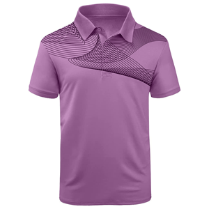 Polo pour homme gris à imprimé géométrique, manches courtes, tricoté, respirant, design décontracté - Product Image 6