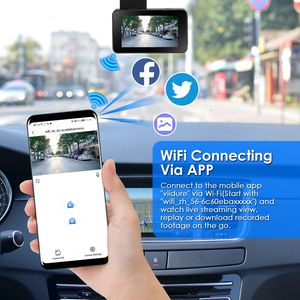 Telecamera da cruscotto 1080P a doppia lente, registratore di guida per veicoli, DVR per auto con WiFi, GPS, controllo tramite APP, rilevamento movimento e monitoraggio parcheggio - Product Image 2