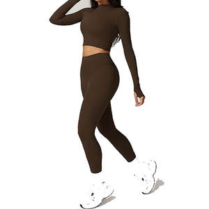 Ensembles d'entraînement haut de gamme pour femmes, 3 pièces : leggings sans couture taille haute, crop top et veste, tenue de sport et yoga extensible - Product Image 3
