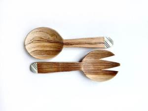 Juego de Utensilios para Ensalada de Madera India Tradicional de Primera Calidad, Tallados a Mano, Acabado Ecológico, Aptos para Alimentos, Aptos para Lavavajillas, para Cocina y Hogar - Product Image 4