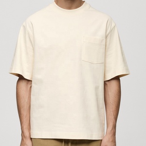 Camiseta Holgada con Hombros Caídos y Bolsillos, 100% Algodón, Estilo Urbano, Venta al por Mayor, para Hombre, Talla Grande, Antiarrugas, 400GSM - Product Image 1