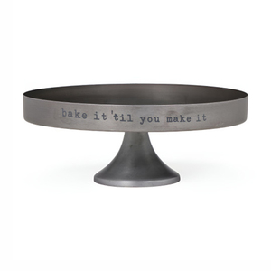Soporte moderno de metal para pasteles con cita grabada, bandeja de servir gris mate, bandeja de exhibición de postres para el hogar y hoteles, vajilla de panadería. - Product Image 4