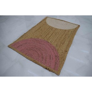 Abstract Pattern Rectangle Jute Area Rug Handcrafted Modern Style Living Room Decor Reversible Flat Pile Thin 100% Organic Jute - Product Image 1