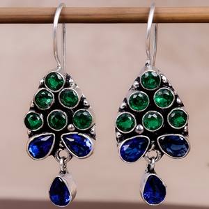 Pendientes Colgantes Étnicos Bohemios Tribales de Latón Oxidado Plateado para Mujer |   Regalo Vintage con Cristales y Diamantes de Imitación - Product Image 5