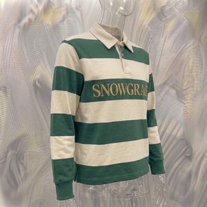 เสื้อโปโลแขนยาวลายทางสโนว์เกรซ คอปกพับได้ ปักโลโก้ ผู้ชาย ทรงปกติ ใส่ได้ทุกฤดู - Product Image 2
