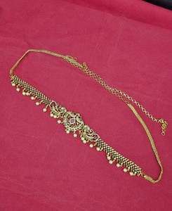 Cinturón de cintura con motivo de pavo real al por mayor, joyería india de templo, Kamarpatta, accesorio étnico para bodas, Kamarbandh, cinturón ajustable para la cadera para novias - Product Image 3