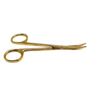 Tijeras Micro Iris Manuales Premium 4.5, Puntas Curvas y Puntiagudas, Mango Dorado, Acero Inoxidable, Instrumento Quirúrgico Dental y Veterinario - Product Image 2