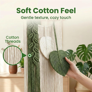 Bohemian <b>Macrame</b> Wall Hanging with Green and White Tassel Decor Striped Pattern Eco-Friendly Cotton <b>Art</b> for Living Room - Product Image 5
