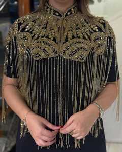 Chinese Style Beaded Tassel <b>Poncho</b> Evening Dress Mandarin Collar Floral Embellished Plus Size Women's Formal Garment - Product Image 5