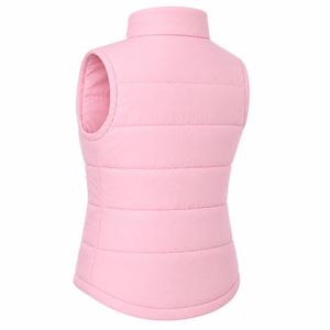 New Premium Quality Women's Pink <b>Quilted</b> Puffer Vest Stand Collar Breathable Polyester/Nylon Zipper Closure Sleeveless Casual - Product Image 6