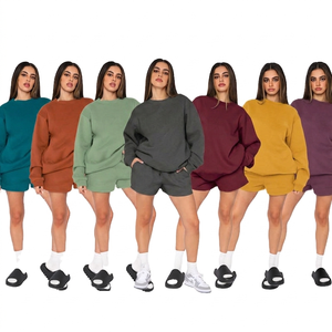 Conjunto Cómodo de Sudadera y Pantalones Cortos <span class=keywords><strong>para</strong></span> Mujer, Estilo Moderno e Informal, Ligero, <span class=keywords><strong>para</strong></span> Chicas - Product Image 5