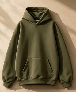 Sudadera con Capucha Unisex Extra Grande, Color Sólido, Informal, de Algodón y Felpa, para Otoño, Corte Regular, con Bolsillos - Product Image 3