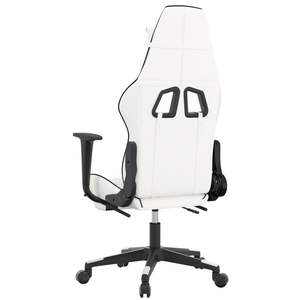 Silla de Juego de Piel Sintética Blanca y Negra con Base de Madera Contrachapada y Espuma Metálica - Asiento Duradero y Cómodo para Gamers - Product Image 5
