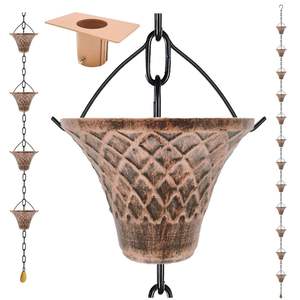 Cadena de lluvia decorativa de cobre de primera calidad, desviador de agua colgante para jardín, techo, exterior, drenaje elegante. - Product Image 3