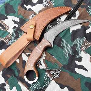 Handmade Damascus Steel Camping Knife Rosewood Handle <b>Leather</b> Sheath Straight Edge DIY Fixed Blade OEM/ODM Customizable - Product Image 2