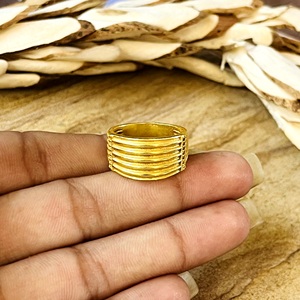 Anillo tribal de latón multicapa de última moda y alta demanda para mujer, chapado en oro de 18k, anillo de banda ancha de varias capas, venta al por mayor/OEM/ODM - Product Image 4