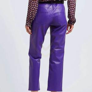 Pantalones de Cuero PU para Mujer, Precio al por Mayor, Frente Plano, Cintura Alta, Color Sólido, Ropa de Invierno - Product Image 3