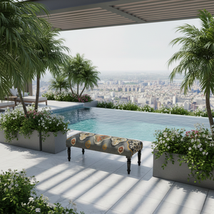 Banco Kilim Hecho a Mano con Lana y Yute, con Patas de Madera Maciza |   Banco otomano tapizado, mueble hecho a mano, banco otomano, banco para dormitorio - Product Image 2