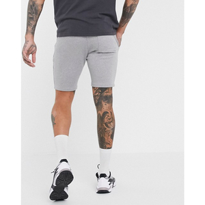 Shorts Bermuda en Coton Gris Uni pour Homme, Taille Mi-Haute, Élastique, Respirant, Coupe Décontractée Tricotée - Product Image 2