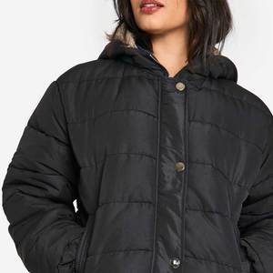 Parka Femme Hiver Chic et Tendance, Coupe Slim, Couleur Unie Noire, Longueur Genou, Style Américain et Européen - Product Image 6
