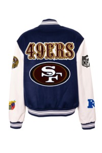 แจ็คเก็ตวาร์ซิตี้ขนสัตว์และหนัง SAN FRANCISCO 49ERS สีดำ-ขาว - AR - Product Image 2