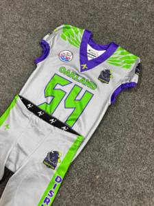 Ensemble de maillots de football personnalisés Rexfit sublimés pour hommes, sans manches, col en V, anti-transpiration, uniforme sportif blanc, vert, violet - Product Image 2