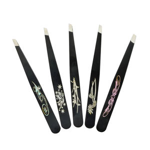 MAHFOOZ INSTRUMENTS Pinzas de Acero Inoxidable con Impresión Colorida para Depilación, Recortador de Pestañas, Pinzas Inclinadas para Cejas - Product Image 6