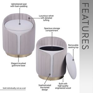 Pouf bicolore color tortora con contenitore o sgabello da toeletta per l'arredamento della casa - Product Image 3