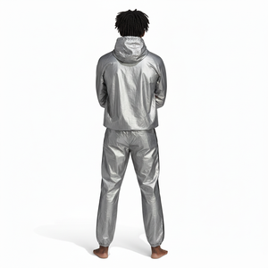 Hot Selling Unisex Polyester PVC <b>Silver</b> Coated Elastic Waist Four-Way Stretch Breathable Fitness Sauna Suit for Men Women - Product Image 4