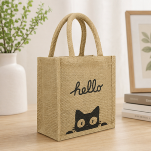 Custom Printed Mini Jute Tote Bag 20x20x10 cm PP Laminated Reusable <b>Gift</b> Shopping Bag Cotton Rope Handle Wholesale OEM ODM - Product Image 5