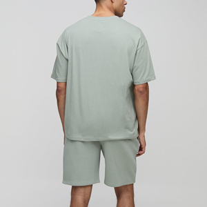 Ensembles courts personnalisés pour hommes : T-shirt oversize et short à cordon – Tenue décontractée d'été deux pièces – Marque privée Streetwear - Product Image 2