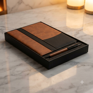 Carnet de notes A5 en cuir PU marron Aurelux, multicolore, de qualité supérieure, avec stylo, pour la planification au bureau, personnalisable avec logo, cadeau d'affaires exécutif, relié. - Product Image 5