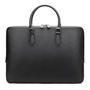 Porte-documents léger en cuir véritable noir pour hommes, sacoche pour ordinateur portable de 15 pouces, sacoche de travail, mallette de voyage, bureau - Product Image 3