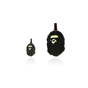 Colgante de Cara con Incrustaciones de Micro Circonitas Chapado en Oro Negro, Estilo Hip Hop Iced Out, para Hombres y Mujeres - Product Image 1