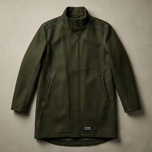 Veste de chasse pour homme en mélange de laine mérinos OEM, vêtement d'extérieur thermique anti-humidité avec sac de transport intégré et système de fermeture éclair silencieuse - Product Image 1