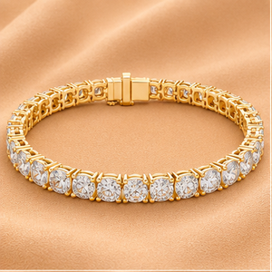 Pulsera de tenis con diamantes de corte redondo en oro blanco, oro rosa, oro amarillo, joyería nupcial, cadena ajustable, regalo - Product Image 1