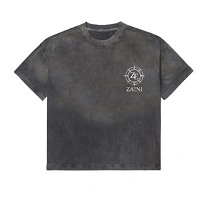 ZAINI Men's 230 GSM Heavyweight Knitted Cotton Premium Oversized Short Sleeve <b>T</b>-<b>Shirt</b> <b>Charcoal</b> Grey Breathable Eco-Friendly - Product Image 1