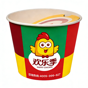 Seau en papier jetable biodégradable à paroi simple de 32 oz, 46 oz, 64 oz, 85 oz avec couvercle pour emporter - Product Image 1