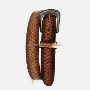 Ceinture d'outillage en cuir de vachette occidentale véritable 100% sur mesure 40mm avec design en relief floral Fabricant de grossiste indien supérieur - Product Image 5