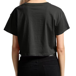 เสื้อยืดครอปท็อปเปล่าสำหรับพิมพ์ลายเอง เสื้อยืดคอกลมแขนสั้นสำหรับผู้หญิง ผ้าคอตตอนพรีเมียม เสื้อยืดครอปท็อป - Product Image 5