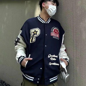 Custom Turn-down Collar Varsity <b>Jacket</b> Graffiti Embroidered Woven <b>men</b> <b>Baseball</b> <b>Jacket</b> for <b>men</b> Single Package Included - Product Image 3