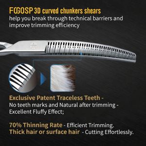 Ciseaux de toilettage professionnels 3D courbés pour chiens, ciseaux de barbier pour droitiers, 7 pouces, ciseaux à effiler pour animaux de compagnie, 28 dents - Product Image 5