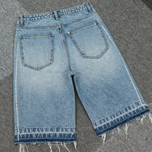 Factory Manufacturer High Quality Custom Logo Street Wear Loose Fit Oversized Cargo Canvas Knitted Denim Shorts For <b>Men</b> - Product Image 2