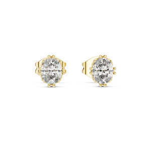 Pendientes de Oro Amarillo de 14K con Diamantes Ovalados Cultivados en Laboratorio para Mujer |   Ropa de Fiesta |   Diamante Cultivado Nuevo - Product Image 1
