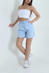 EVER GLOW Hot High Waist Black Woven <b>Shorts</b> Elastic Waist Breathable 100% Cotton Loose Fit Solid Color Casual Women's <b>Shorts</b> - Product Image 3