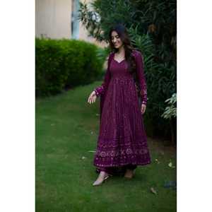 SHREYA'S Women's New <b>Purple</b> Embroidered <b>Suit</b> Set - Product Image 2