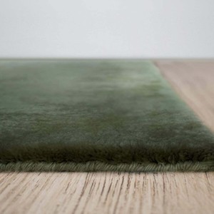 Tapis uni vert olive, 14 mm d'épaisseur, tissé à la main, moderne, luxueux, doux, pour salon et chambre à coucher - Product Image 6