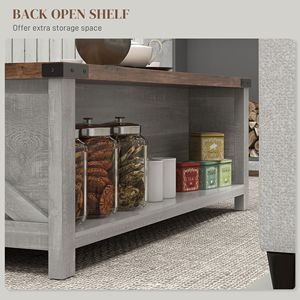 Tavolino da Caffè Rustico Fatto a Mano Eco-Friendly con Cassetto Contenitore e Ripiano Aperto Grigio Anticato - Product Image 5