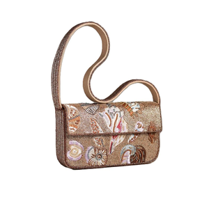 Nouveau sac à main rectangulaire vintage fait main, motif feuilles tropicales, brodé tendance, perles de verre, artisanat en coton - Product Image 5